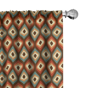 Ambesonne Vintage Curtains, Unusual Vibrant Shapes, Pair of 28"x95", Multicolor