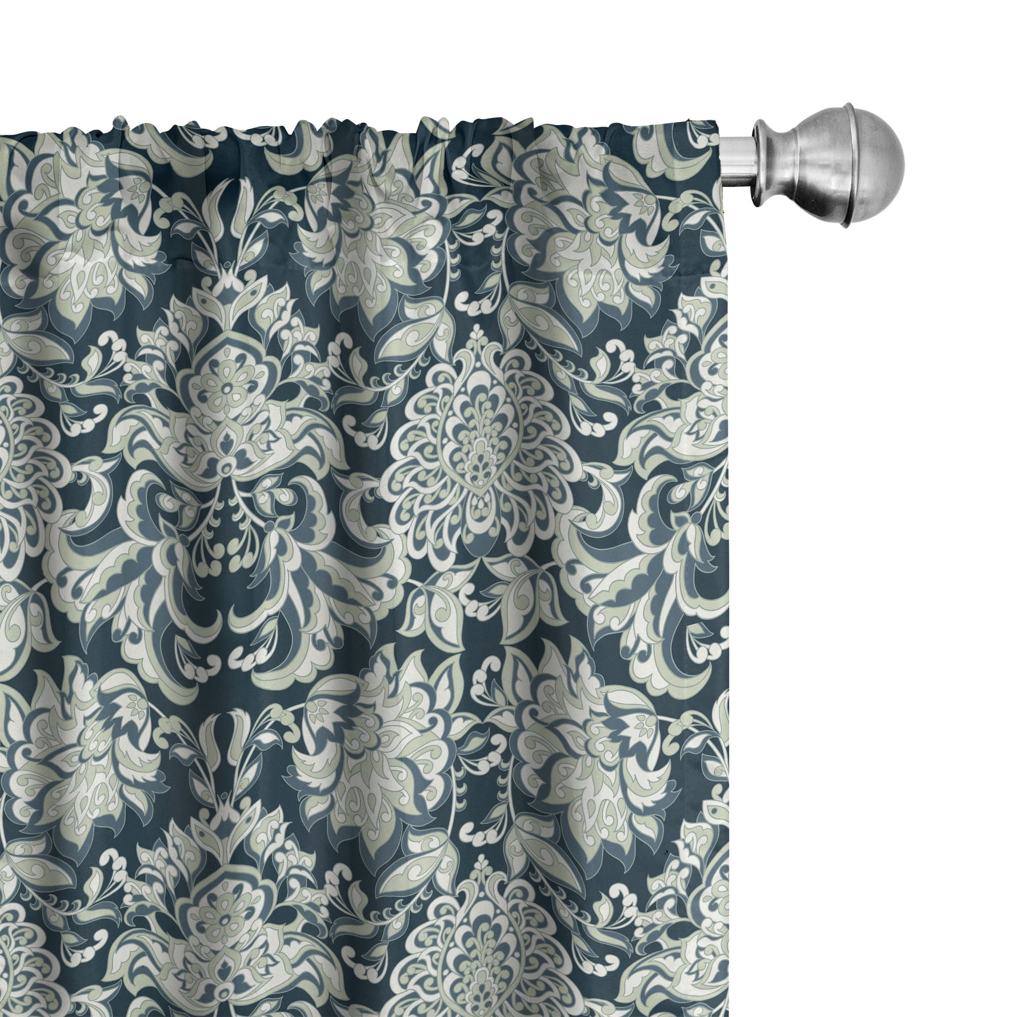 Victorian Blue Polyester Room Darkening Curtain Panels, 28" x 84"