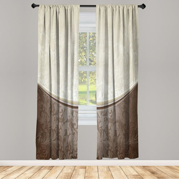 Ambesonne Vintage Curtains, Victorian Motifs Baroque, Pair of 28"x63", Dark Brown