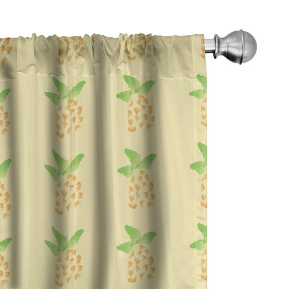 Ambesonne Vintage Curtains, Watercolor Pineapple, Pair of 28"x84", Orange Pale Yellow Green