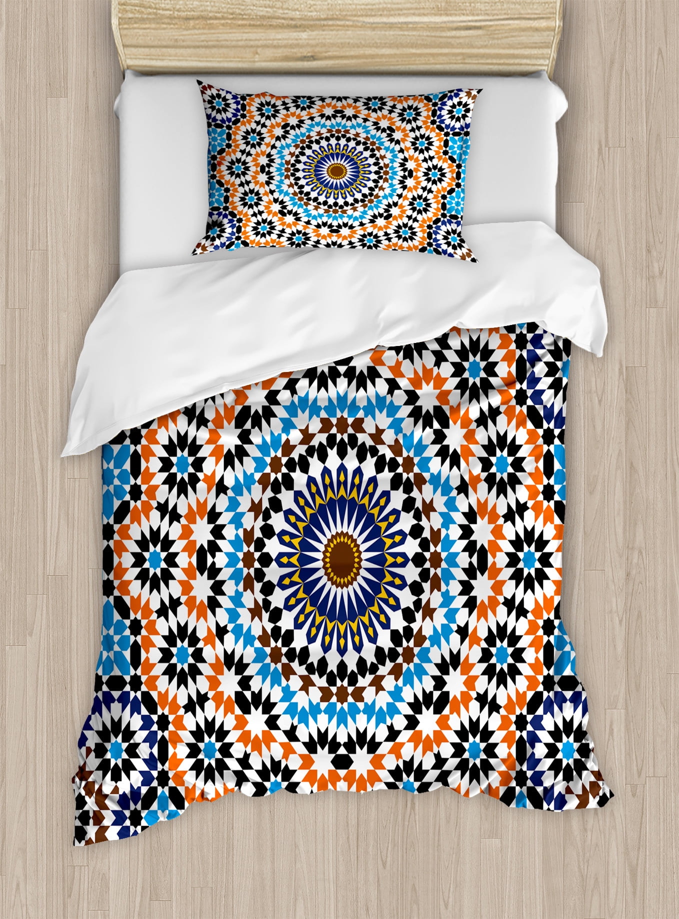 Ambesonne Vintage Duvet Cover Set, Moroccan Ceramic Tile, Twin