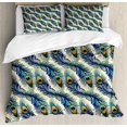 thumbnail image 1 of Ambesonne Vintage Duvet Cover Set, Ornamental Peacock Bird, Queen, Navy Blue Green Orange, 1 of 6