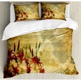 thumbnail image 1 of Ambesonne Vintage Duvet Cover Set, Retro Flower Chamomile, Queen, Tan Orange, 1 of 3