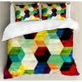 thumbnail image 1 of Ambesonne Vintage Duvet Cover Set, Rhombus Pattern Grunge, 2-Calking, Multicolor, 1 of 7