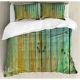 thumbnail image 1 of Ambesonne Vintage Duvet Cover Set, Rustic Old Wooden Door Look, Calking, Brown and Mint, 1 of 3