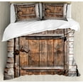 thumbnail image 1 of Ambesonne Vintage Duvet Cover Set, Rustic Wooden Door, Queen, Brown, 1 of 3
