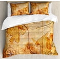 thumbnail image 1 of Ambesonne Vintage Duvet Cover Set, Treasure Map Compass, Queen, Tan, 1 of 3