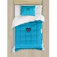 thumbnail image 1 of Ambesonne Vintage Duvet Cover Sets, Bohemian Italian Heart, 2-Twin, White Turquoise, 1 of 4