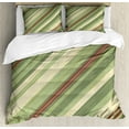 thumbnail image 1 of Ambesonne Vintage Duvet Cover Sets, Diagonal Stripes Grungy, 2-King, Cream Green Red, 1 of 3