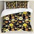thumbnail image 1 of Ambesonne Vintage Duvet Cover Sets, Fall Flowers and Blossoms, 2-Queen, Yellow Pale Orange Black, 1 of 7