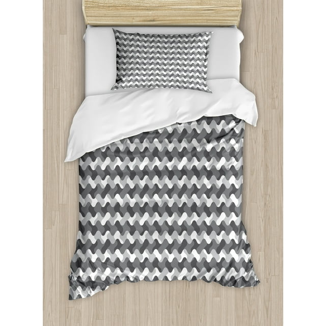 Ambesonne Vintage Duvet Cover Sets, Gradient Retro Lines, 2-Twin, Charcoal Grey