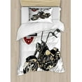 thumbnail image 1 of Ambesonne Vintage Duvet Cover Sets, Old Classic Motorcycle, 2-Twin, Black Beige, 1 of 4