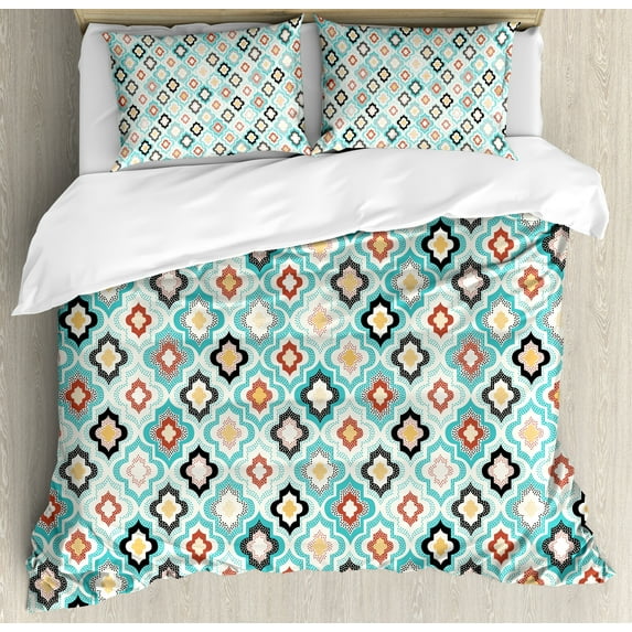 Ambesonne Vintage Duvet Cover Sets, Ottoman Heraldic Style, 2-Queen, Aqua