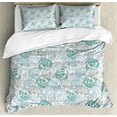 thumbnail image 1 of Ambesonne Vintage Duvet Cover Sets, Pale Blooming Rose Flowers, 2-Queen, Pale Blue Pale Teal, 1 of 7