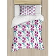 thumbnail image 1 of Ambesonne Vintage Duvet Cover Sets, Poppies Leaves Buds, 2-Twin, Fuchsia and Petrol Blue, 1 of 4