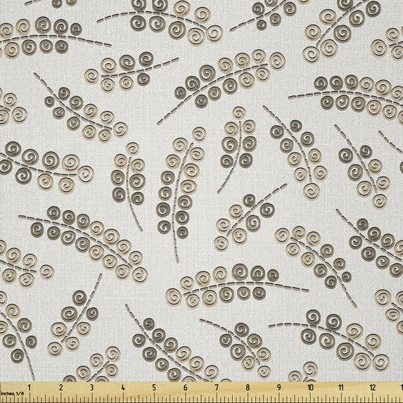 Ambesonne Vintage Fabric by the Yard Microfiber, Botanical Motif Earth Tones, 1 Yard, Coconut Cocoa