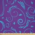 thumbnail image 1 of Ambesonne Vintage Fabric by the Yard Microfiber, Curvy Classic Leafy Motifs, 1 Yard, Purple and Azure Blue, 1 of 1