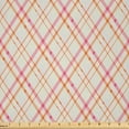 thumbnail image 1 of Ambesonne Vintage Fabric by the Yard Microfiber, Diagonal Plaid Ornament, 3 Yards, Pale Ruby and Dark Orange, 1 of 1