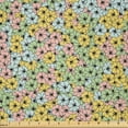 thumbnail image 1 of Ambesonne Vintage Fabric by the Yard Microfiber, Floral Retro Ornament Art, 10 Yards, Mustard Pistachio Green, 1 of 1