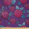 thumbnail image 1 of Ambesonne Vintage Fabric by the Yard Microfiber, Hand-drawn Chrysanthemums, 5 Yards, Purple Pink, 1 of 4