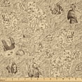thumbnail image 1 of Ambesonne Vintage Fabric by the Yard Microfiber, Marine Fantasy Map Design, 1 Yard, Beige and Dark Cocoa, 1 of 1