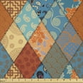 thumbnail image 1 of Ambesonne Vintage Fabric by the Yard Microfiber, Patchwork with Flowers Line, 5 Yards, Dark Orange Pale Caramel, 1 of 2