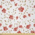 thumbnail image 1 of Ambesonne Vintage Fabric by the Yard Microfiber, Peony Flowers Blooms, 2 Yards, Dark Coral White, 1 of 2