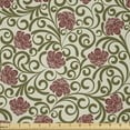 thumbnail image 1 of Ambesonne Vintage Fabric by the Yard Microfiber, Retro Style Abstract Flower, 3 Yards, Olive Green Eggshell, 1 of 4
