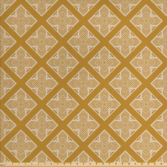 Ambesonne Vintage Fabric by the Yard Upholstery, Art Deco Inspired Pattern, 5 Yards, Pale Coffee and Pale Tan