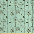 thumbnail image 1 of Ambesonne Vintage Fabric by the Yard Upholstery, Birds and Cages Art, 3 Yards, Mint Green and Brown, 1 of 4
