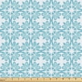 thumbnail image 1 of Ambesonne Vintage Fabric by the Yard Upholstery, Bluish Floral Shapes Art, 1 Yard, Deep Sky Blue White Teal, 1 of 1