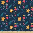 thumbnail image 1 of Ambesonne Vintage Fabric by the Yard Upholstery, Dots Leaves Flowers Plot, 5 Yards, Marigold Coral Night Blue, 1 of 5
