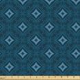 thumbnail image 1 of Ambesonne Vintage Fabric by the Yard Upholstery, Dots Stripes Retro Ornament, 3 Yards, Dark Sky Blue and Grey, 1 of 1