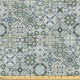 thumbnail image 1 of Ambesonne Vintage Fabric by the Yard Upholstery, Floral Squares Mosaic Art, 10 Yards, Reseda Green and Grey Yellow, 1 of 5