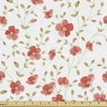 thumbnail image 1 of Ambesonne Vintage Fabric by the Yard Upholstery, Peony Flowers Blooms, 1 Yard, Dark Coral White, 1 of 5