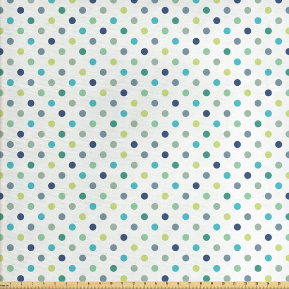 Ambesonne Vintage Fabric by the Yard Upholstery, Polka Dots Fashion, 3 Yards, Apple Green Jade Green