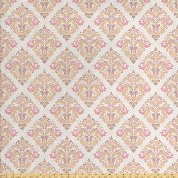 Ambesonne Vintage Fabric by the Yard Upholstery, Polka Dotted Background, 10 Yards, Multicolor