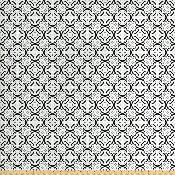 Ambesonne Vintage Fabric by the Yard Upholstery, Retro Stripes Design, 3 Yards, White and Black