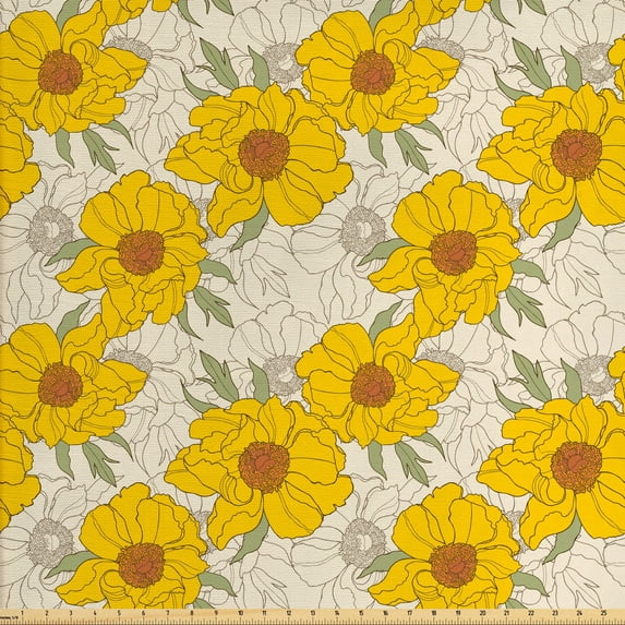 Ambesonne Vintage Fabric by the Yard Upholstery, Romantic Flower Garden Art, 10 Yards, Multicolor