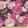 thumbnail image 1 of Ambesonne Vintage Fabric by the Yard Upholstery, Roses Leaves Moths Plot, 10 Yards, Pastel Pink Dark Mauve, 1 of 5