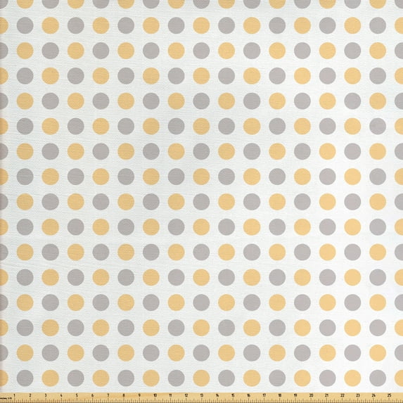 Ambesonne Vintage Fabric by the Yard Upholstery, Shabby Colored Dots, 3 Yards, Cadet Blue Orange White