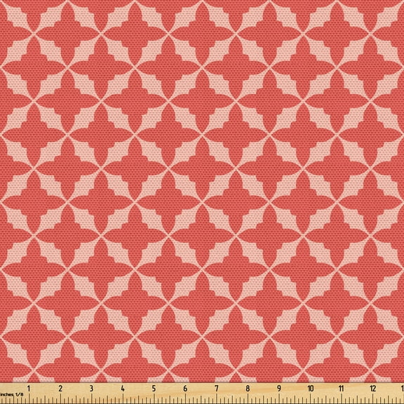 Ambesonne Vintage Fabric by the Yard Upholstery, Tender Tracery, 1 Yard, Dark Salmon Blush