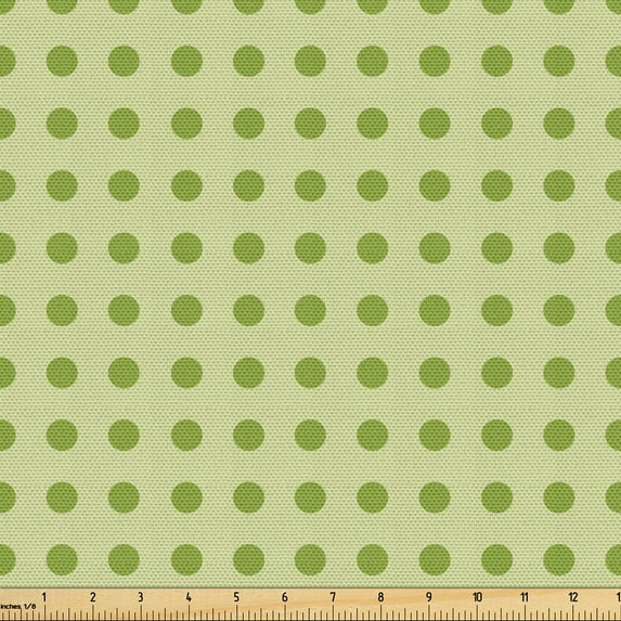 Ambesonne Vintage Fabric by the Yard Upholstery, Thai Pattern Circles Art, 2 Yards, Lime Green Pale Khaki