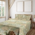 thumbnail image 1 of Ambesonne Vintage Fitted & Flat Sheet with Sham 3 Pcs Set, Art Nouveau Retro Floral, Twin XL, Pistachio Green and Peach, 1 of 5