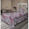 thumbnail image 1 of Ambesonne Vintage Fitted & Flat Sheet with Sham 3 Pcs Set, Blooming Flowers Birds Plot, Twin XL, Pastel Pink Slate Blue, 1 of 4