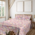 thumbnail image 1 of Ambesonne Vintage Fitted & Flat Sheet with Shams 4 Pcs Set, Feathers Neutral Pattern, Full, Pale Peach Soft Pink, 1 of 5