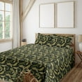 thumbnail image 1 of Ambesonne Vintage Fitted & Flat Sheet with Shams 4 Pcs Set, Leafy Swirling Design Print, Queen, Evergreen and Peacock Green, 1 of 1
