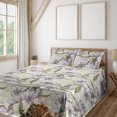 thumbnail image 1 of Ambesonne Vintage Fitted & Flat Sheet with Shams 4 Pcs Set, Lily Flowers Leaves Pattern, Full, Olive Green Pale Camel, 1 of 5