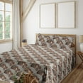 thumbnail image 1 of Ambesonne Vintage Fitted & Flat Sheet with Shams 4 Pcs Set, Mosaic Retro Floral Print, Calking, Caramel Taupe and Dark Tan, 1 of 5