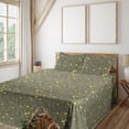 thumbnail image 1 of Ambesonne Vintage Fitted & Flat Sheet with Shams 4 Pcs Set, Mustard-Tone Flowers Art, Full, Earth Yellow Fawn Khaki, 1 of 5
